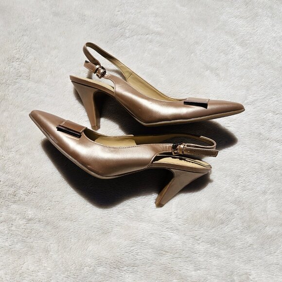 NATURALIZER, Rose gold sling back pointed pumps with stylish buckle detail - Picture 10 of 15
